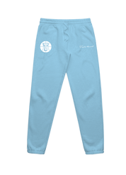 Triple Threat Embroidered Script Round Logo Track Pant Blue