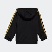 Adidas Infants Ess Shiny Hooded Tracksuit Black/Gold