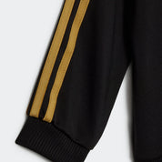 Adidas Infants Ess Shiny Hooded Tracksuit Black/Gold