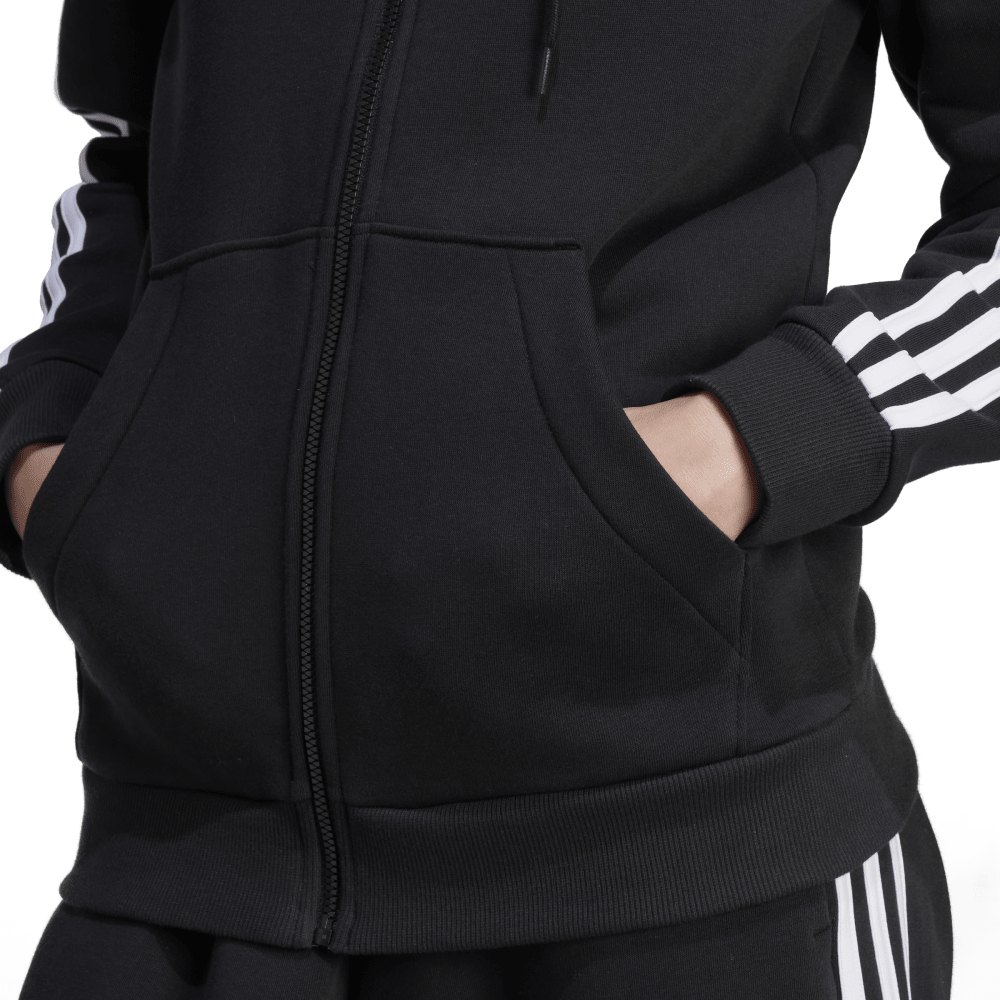 Adidas Women's 3S Fleece Full Zip Hoodie Black