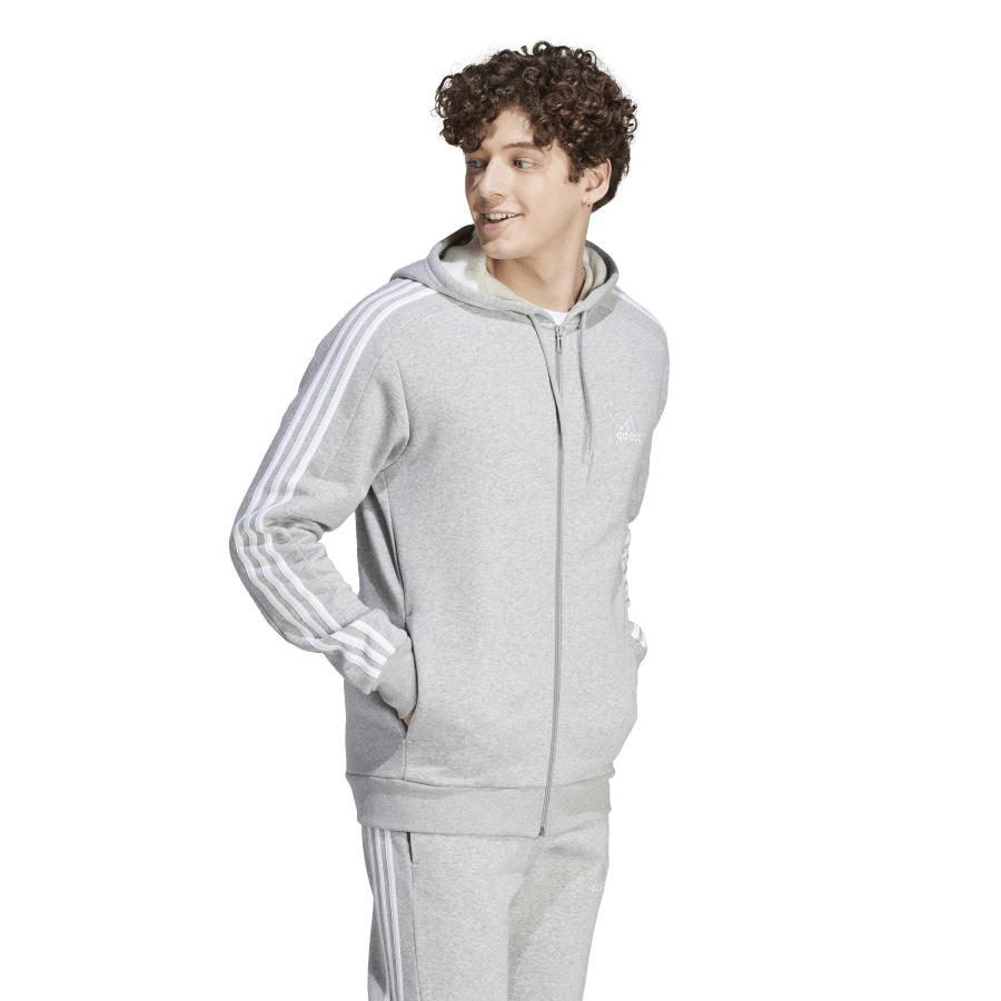 Adidas 3S Fleece Zip Thru Hoodie Grey