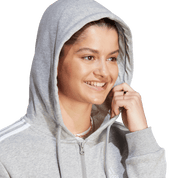 Adidas Women's 3S Fleece Full Zip Hoodie Grey