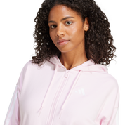 Adidas Women's 3-Stripe Full Zip French Terry Hoodie Pink