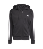 Adidas 3-Stripe Full Zip Fleece Hoodie Black