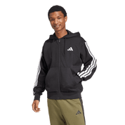 Adidas 3-Stripe Full Zip Fleece Hoodie Black