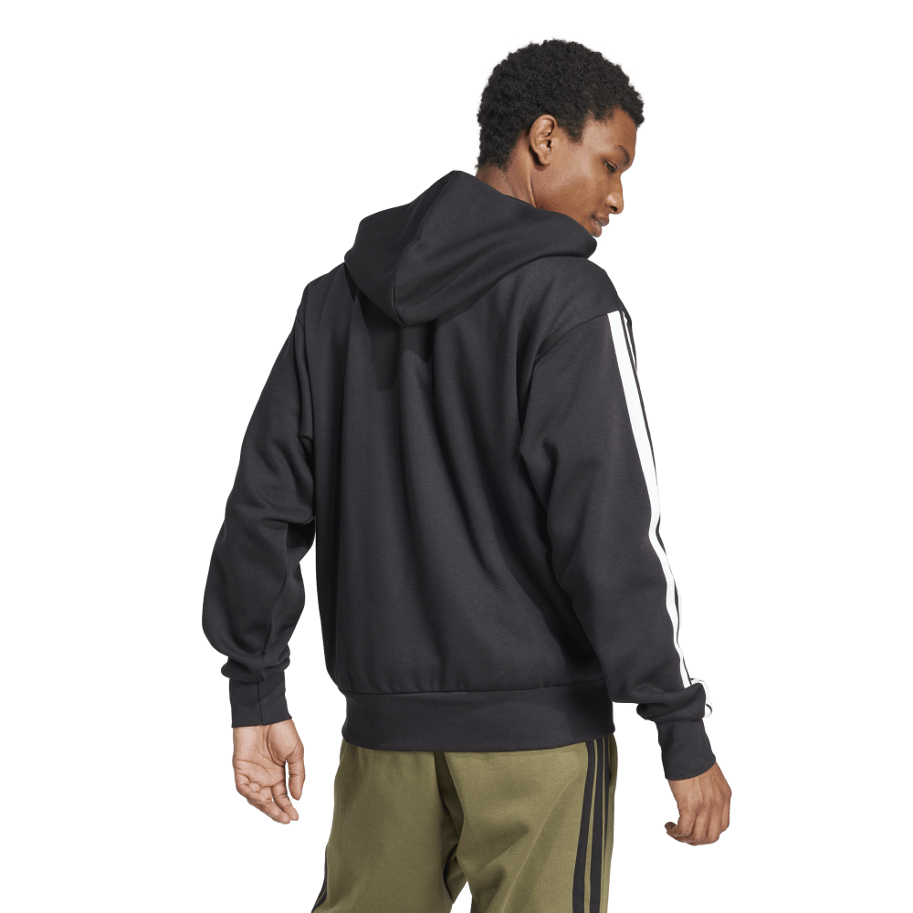 Adidas 3-Stripe Full Zip Fleece Hoodie Black