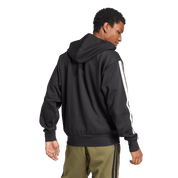 Adidas 3-Stripe Full Zip Fleece Hoodie Black