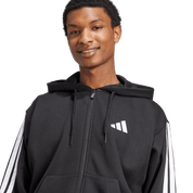 Adidas 3-Stripe Full Zip Fleece Hoodie Black