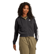 Adidas Womens 3-Stripe Full Zip Hoodie Black