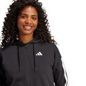 Adidas Womens 3-Stripe Full Zip Hoodie Black