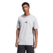 Adidas 3-Stripe Single Jersey T-Shirt Grey