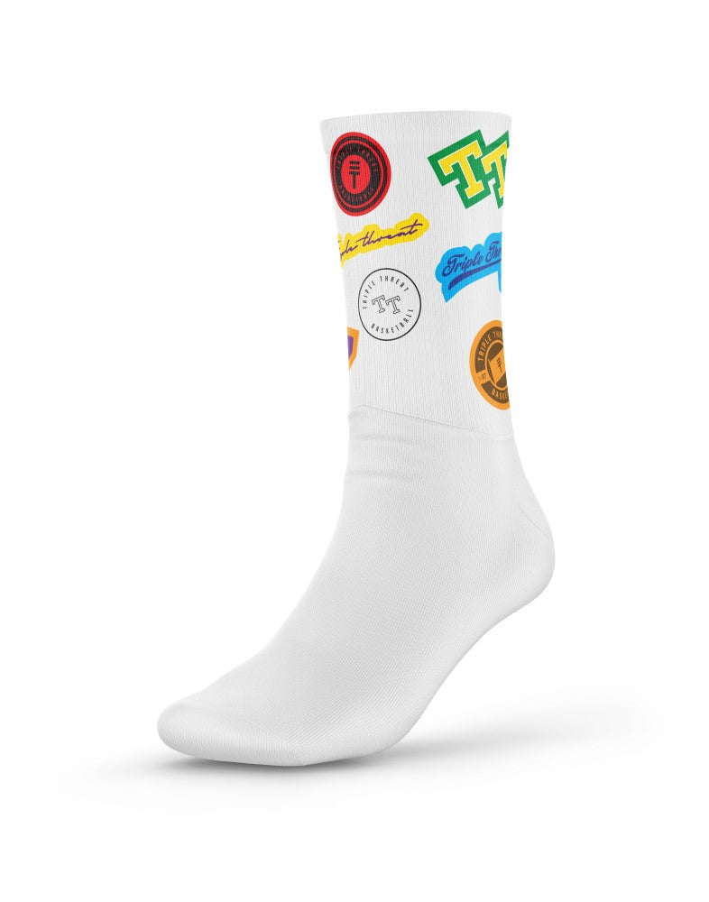 Triple Threat Logo Sock White