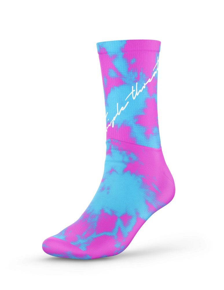 Triple Threat Tie Dye Sock Pink/Blue