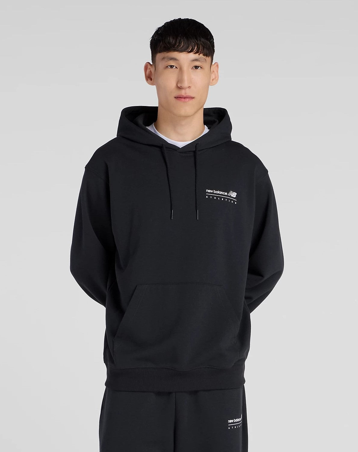 New Balance Linear Graphic French Terry Hoodie Black