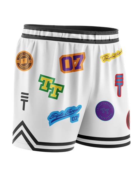 Triple Threat Kids Logo Basketball Short White
