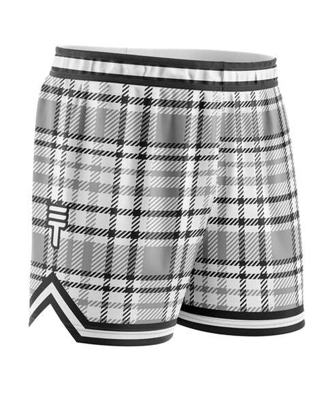 Triple Threat Kids Tartan Basketball Short Black & White