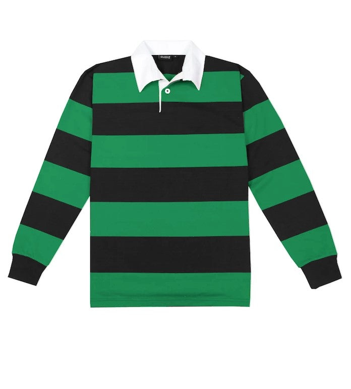 Striped Long Sleeve Rugby Jersey Green/Black