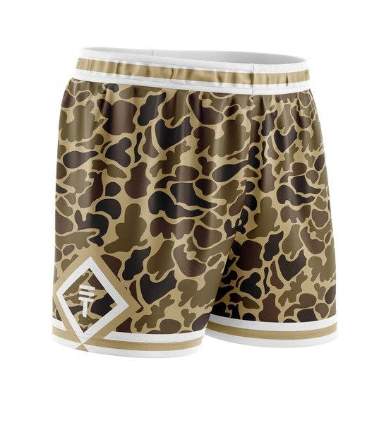 Triple Threat Kids Camo Basketball Short Brown