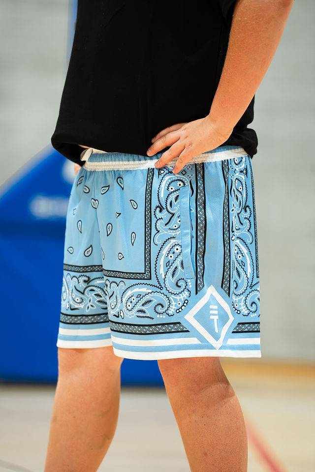 Triple Threat Kids Paisley Short Carolina Blue