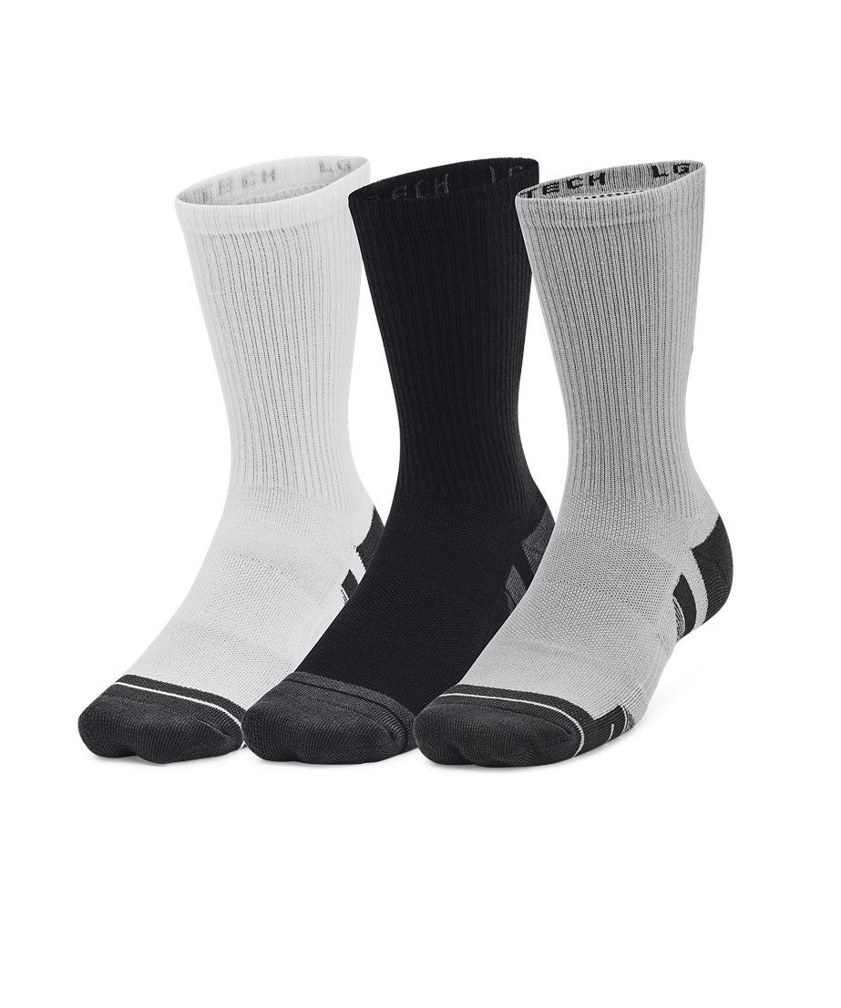 Under Armour Performance Tech 3pk Crew Socks Grey/Black/White