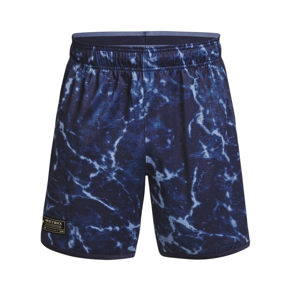 Under Armour Project Rock Mesh Printed Shorts Midnight Navy