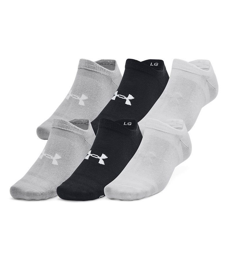 Under Armour Unisex Essential 6-Pack No-Show Socks Black/Grey