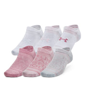 Under Armour Unisex Essential 6-Pack No-Show Socks Pink Elixir