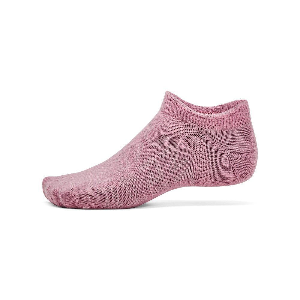 Under Armour Unisex Essential 6-Pack No-Show Socks Pink Elixir