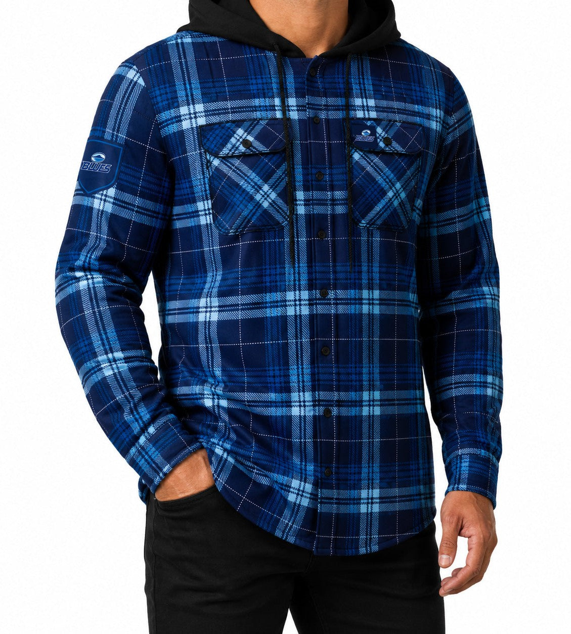 Blues Hooded Flannel Shirt