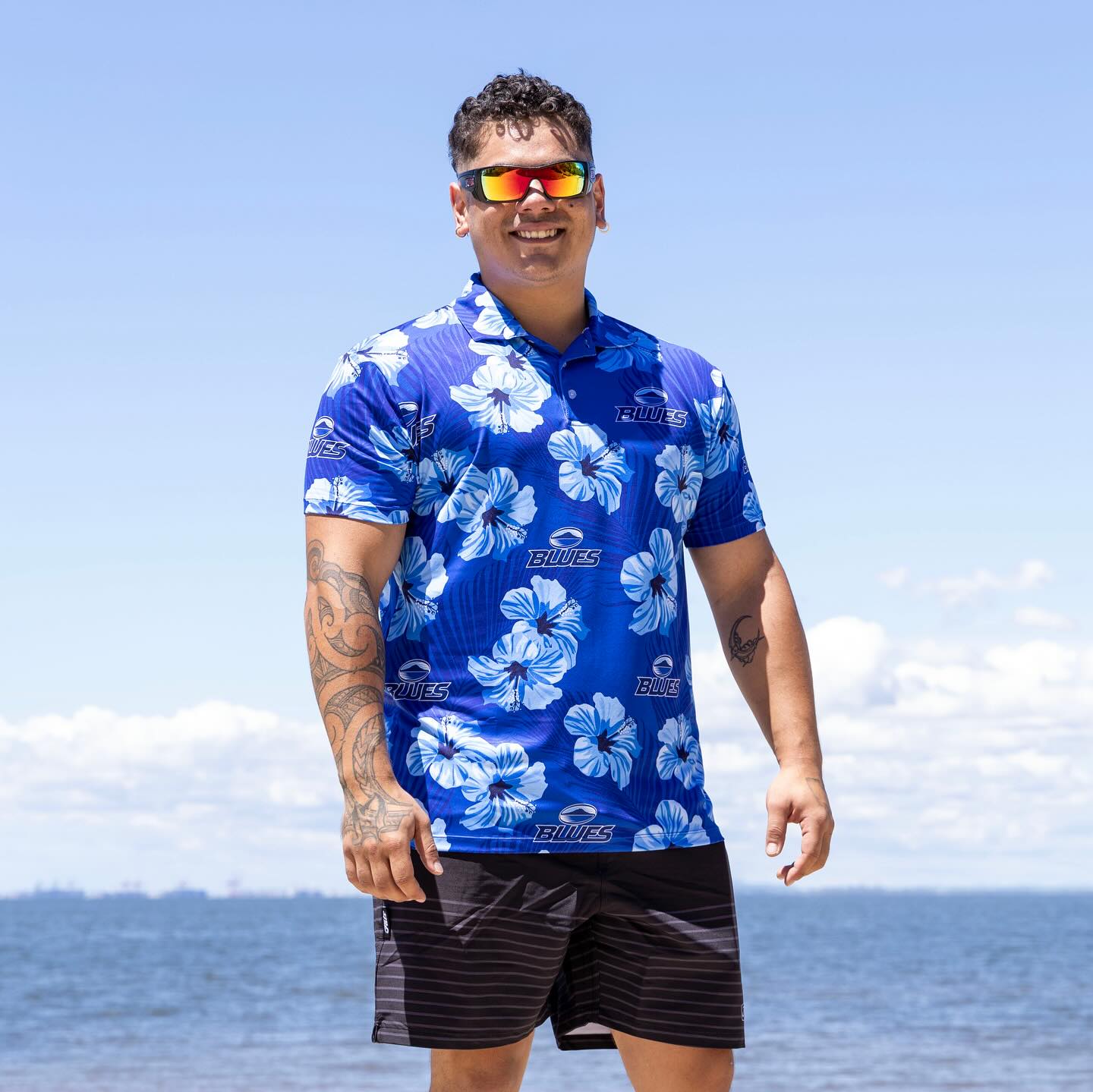 Blues Aloha Golf Polo Shirt
