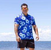 Blues Aloha Golf Polo Shirt