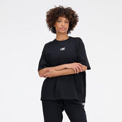 New Balance Women's Essentials Graphic Cotton Jersey Oversized Tee Black