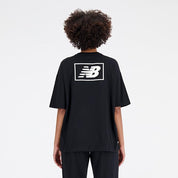New Balance Women's Essentials Graphic Cotton Jersey Oversized Tee Black