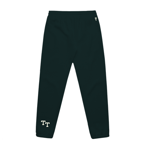 Triple Threat Embroidered Script Round Logo Track Pant Pine Green