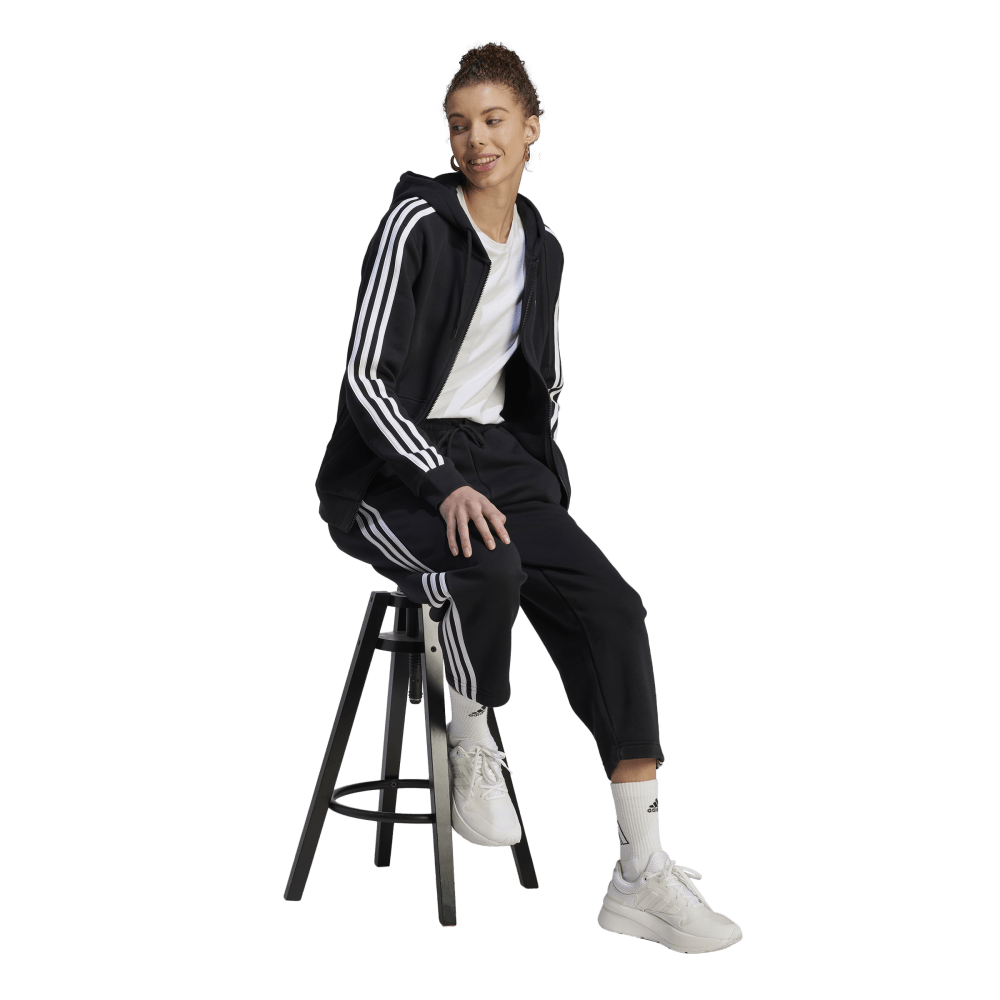 Adidas Women's 3S Fleece Full Zip Hoodie Black