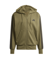 Adidas 3-Stripe Full Zip Fleece Hoodie Olive/Black