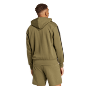 Adidas 3-Stripe Full Zip Fleece Hoodie Olive/Black