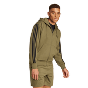 Adidas 3-Stripe Full Zip Fleece Hoodie Olive/Black