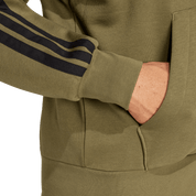 Adidas 3-Stripe Full Zip Fleece Hoodie Olive/Black