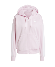 Adidas Women's 3-Stripe Full Zip Fleece Hoodie Pink