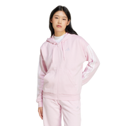 Adidas Women's 3-Stripe Full Zip Fleece Hoodie Pink