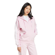 Adidas Women's 3-Stripe Full Zip Fleece Hoodie Pink