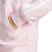 Adidas Women's 3-Stripe Full Zip Fleece Hoodie Pink