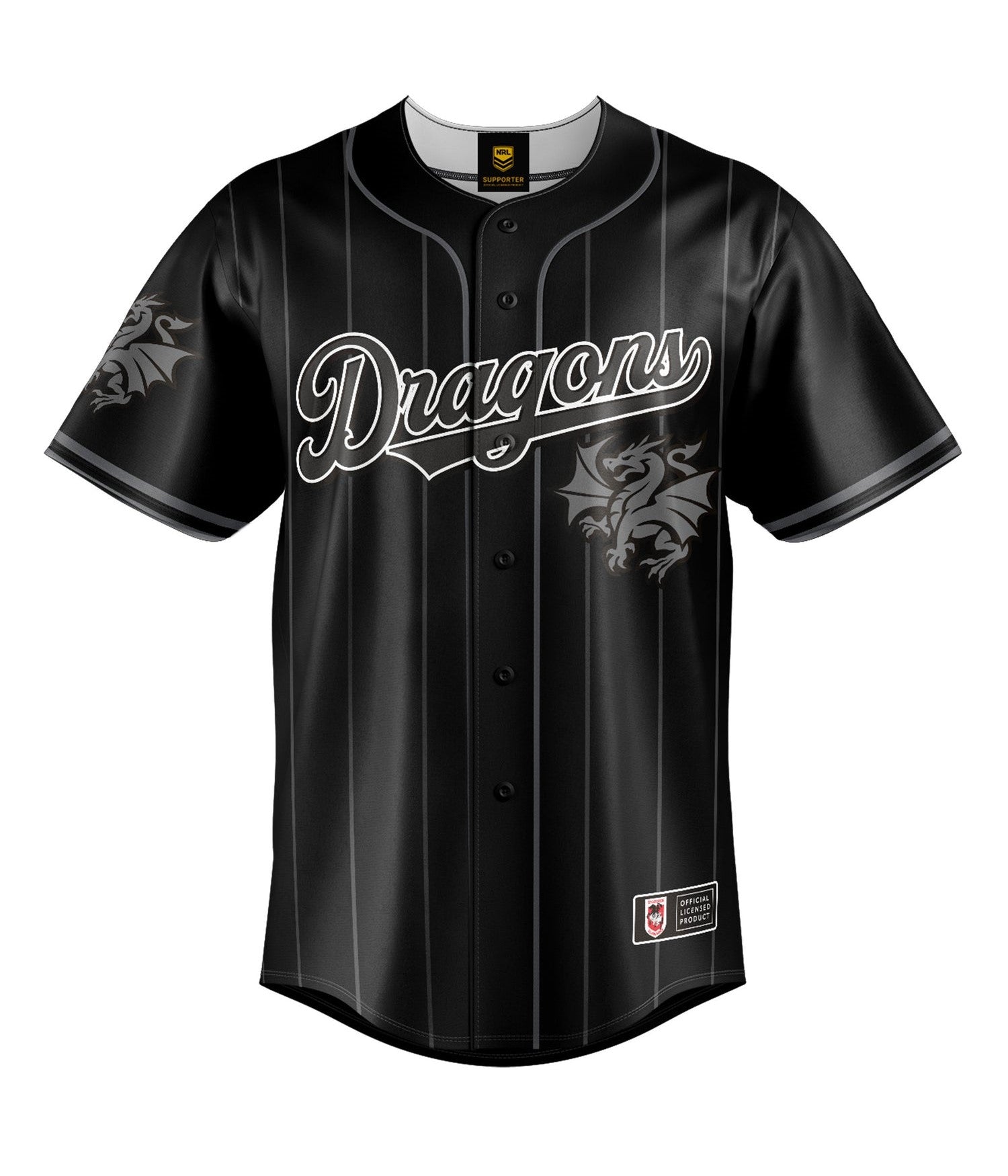Dragons NRL 'Blackout' Baseball Shirt