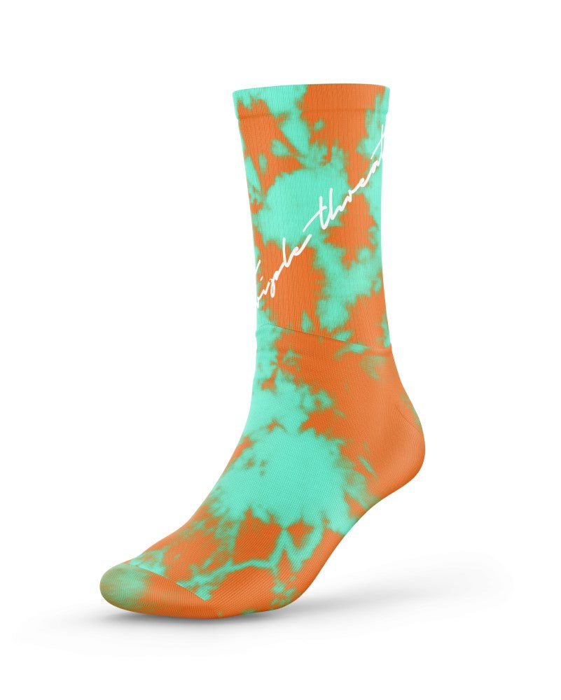 Triple Threat Tie Dye Sock Orange/Mint
