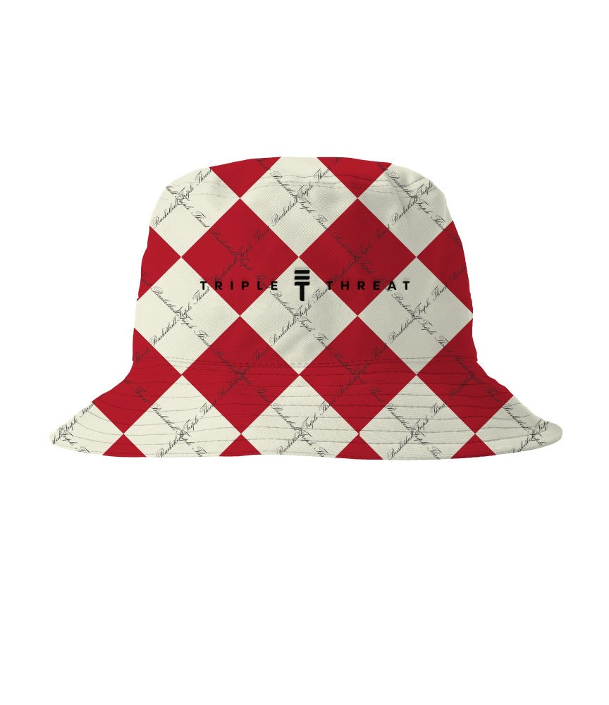 Triple Threat Diamond Bucket Hat Red/Cream