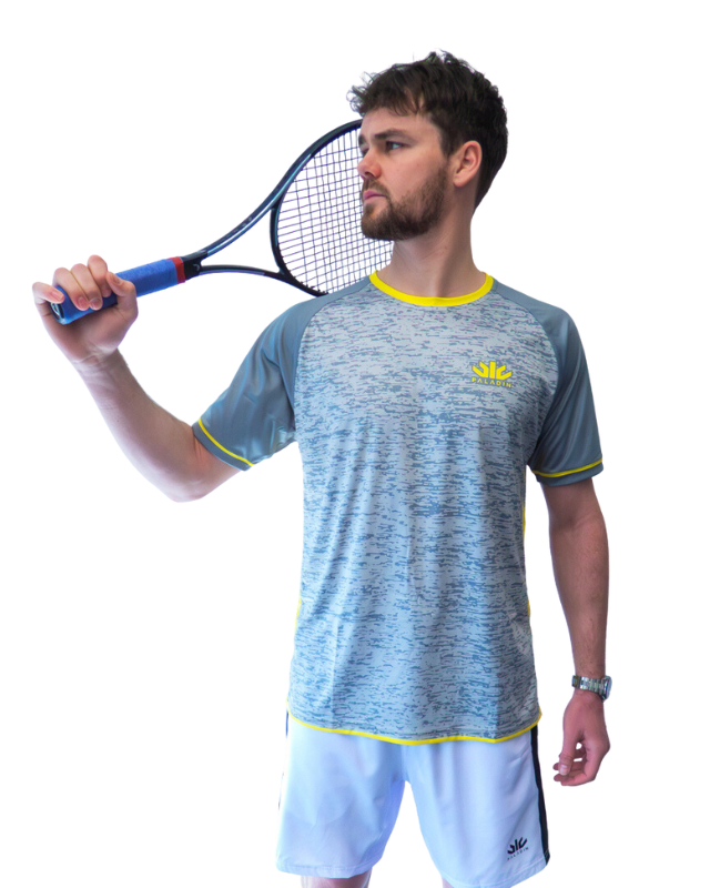 Paladin Men's Tennis Baseline Tee Grey/Yellow