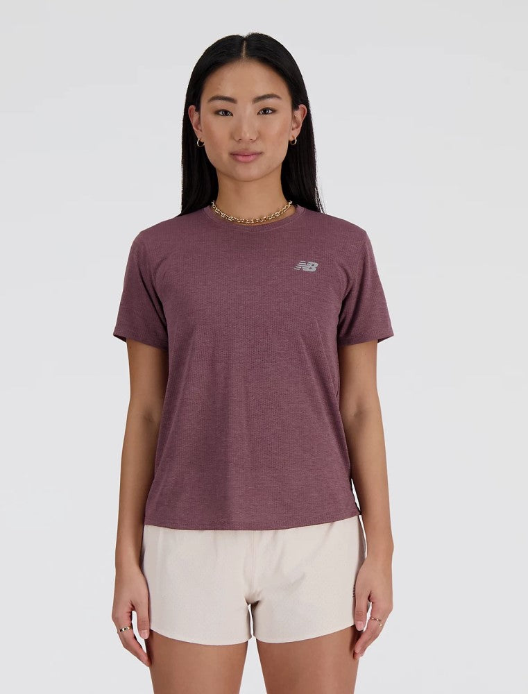 New Balance Women's Athletic Tee Liquorice Heather