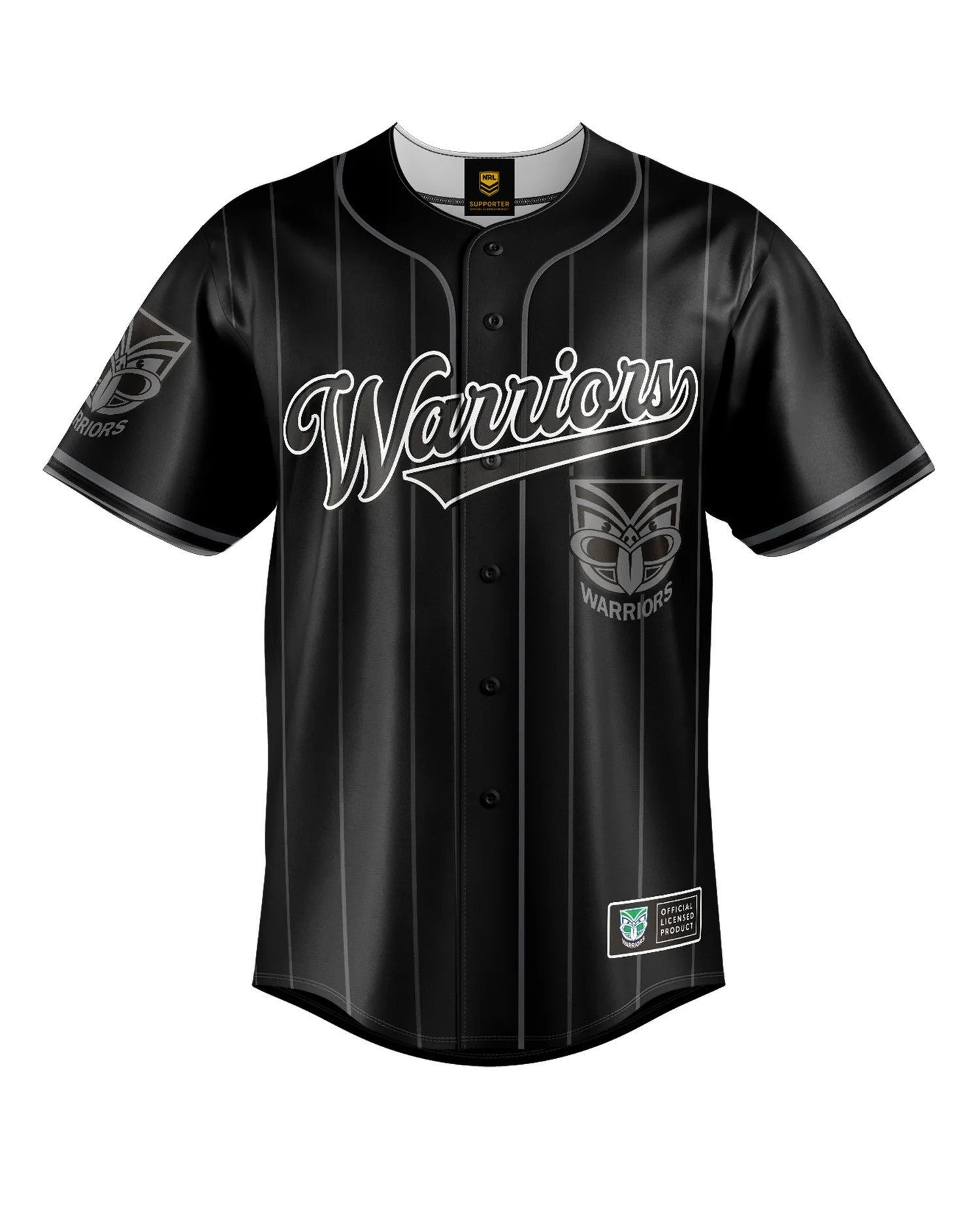 Warriors NRL Blackout Baseball Shirt