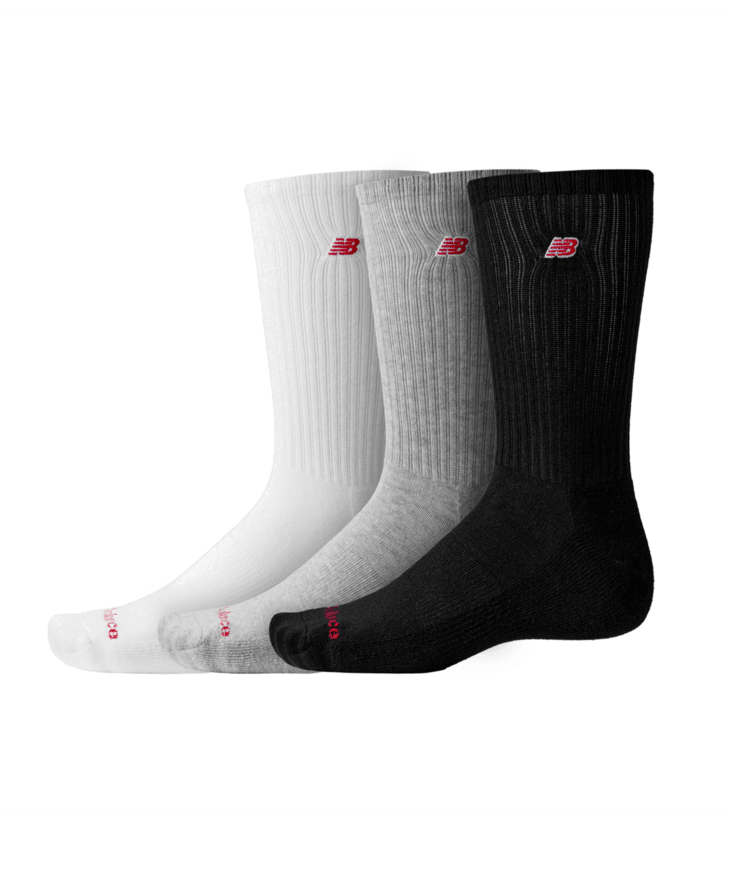 New Balance Patch Logo Crew Socks - 3 Pack Black/White/Grey